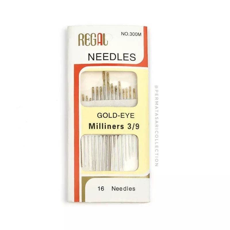 Jarum Jahit Emas Gold Regal Needles 1 Set Isi 16 12 Ukuran Kecil Sedang Besar