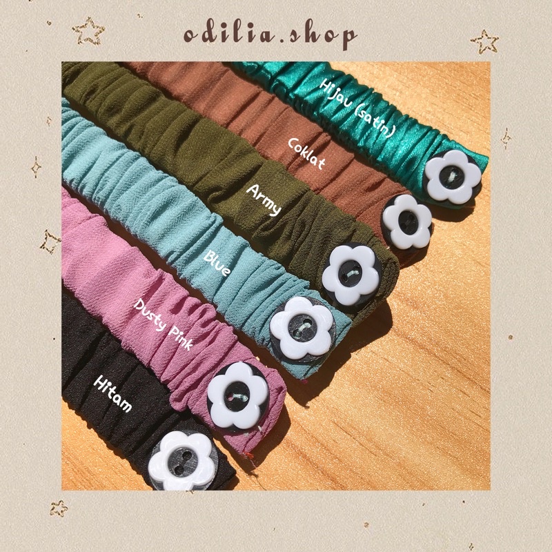 Konektor Masker Hijab Motif Polos Tali Pengait Kancing Bunga Flower Earloop Headloop Strap Mask Kain