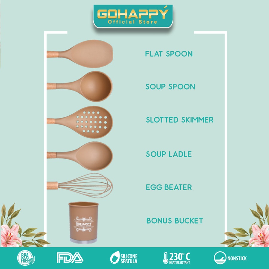 GOHAPPY - SPATULA SILICON 6 PCS SUTIL SET SENDOK MASAK 2025