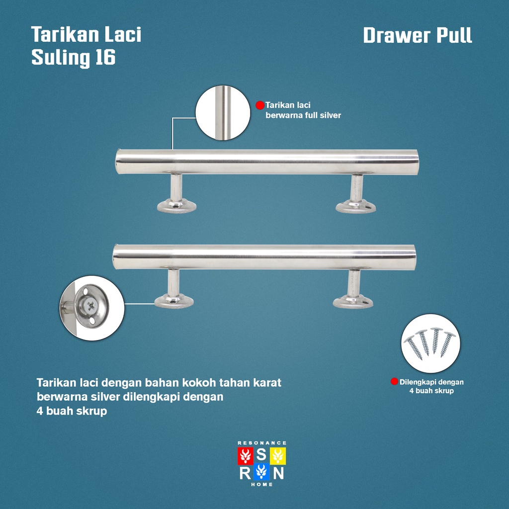 Tarikan Laci Lemari Jendela Model Suling Bulat 16CM / Handle Gagang Pintu Drawer Pull Door Knob Resonance Home