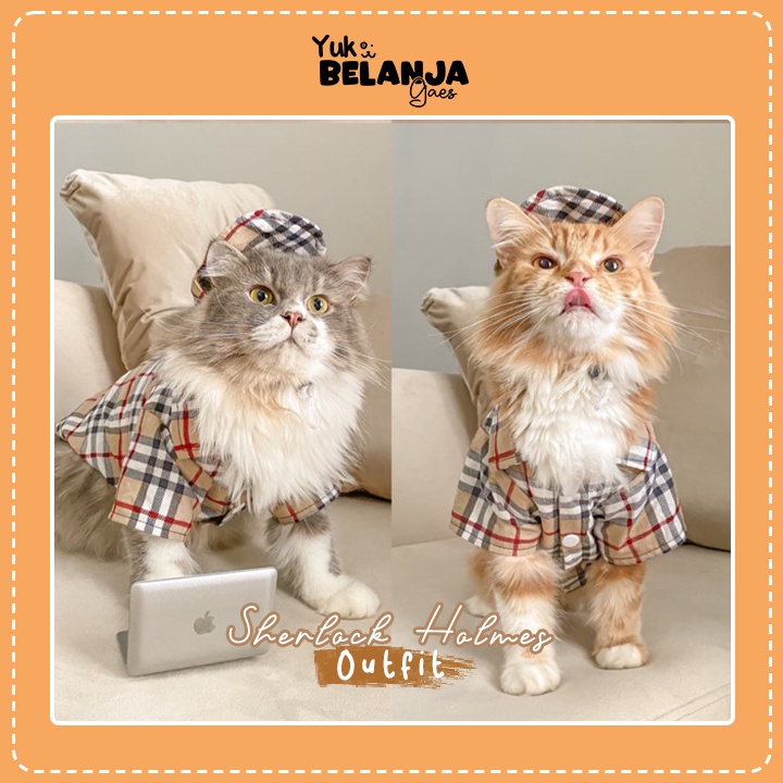 Baju Kucing dan Anjing Sherlock Outfit Lucu Murah Banget bahan nyaman size S-XL | Yuk Belanja Gaes