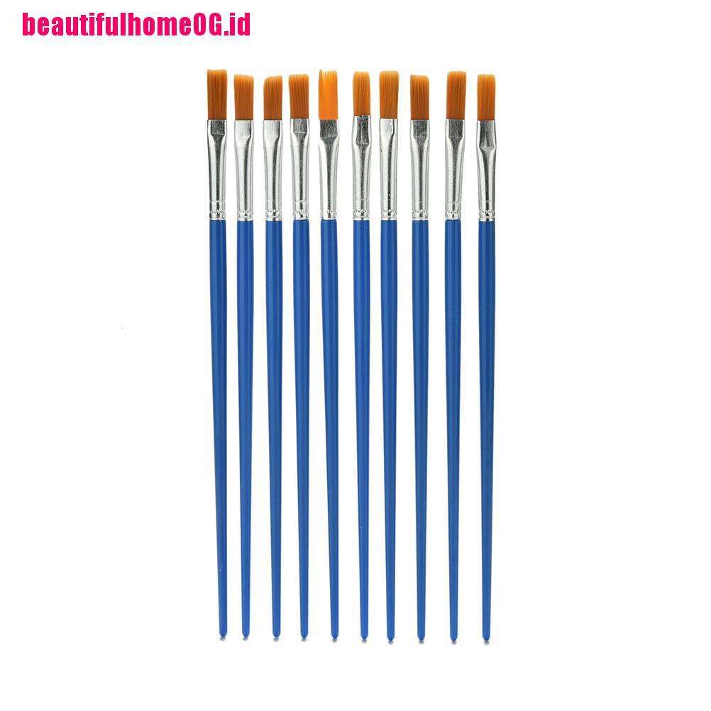 10pcs / Set Kuas Lukis Cat Air Bahan Nilon Warna Biru Untuk Anak