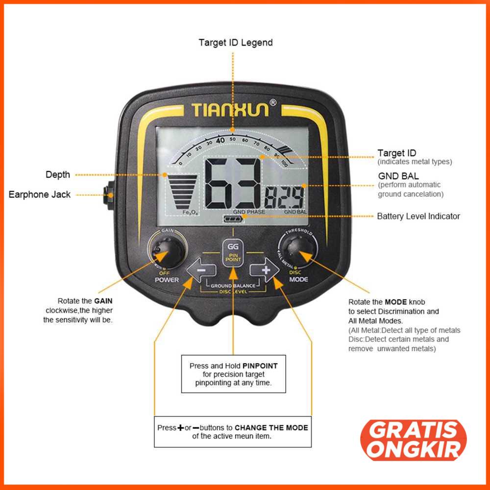 Pendeteksi Logam Metal Gold Silver Detector - TX-850