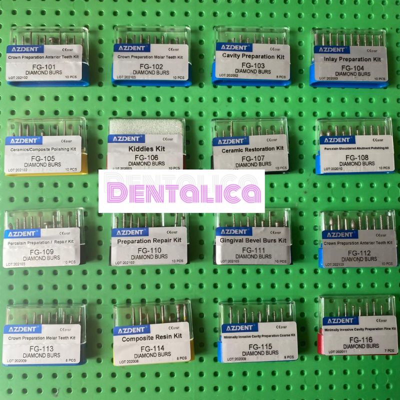 Dental diamond bur/ bur intan set preparasi inlay molar finishing bur kuning