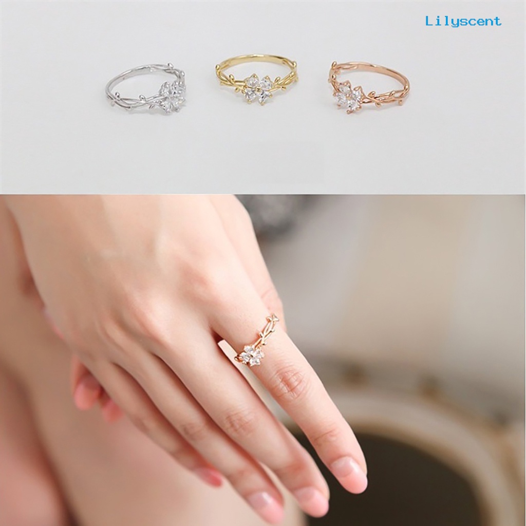 Ls Cincin Bahan Alloy Aksen Berlian Imitasi Untuk Wanita