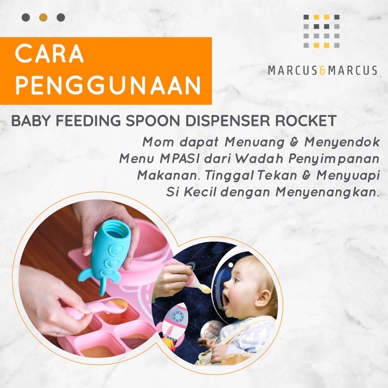 Marcus &amp; marcus baby feeding spoon dispenser rocket - sendok mpasi bayi