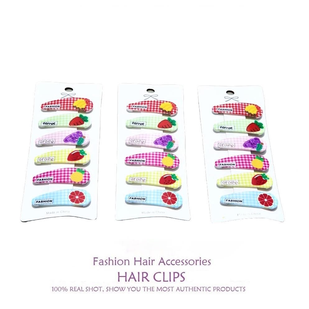 [6pcs] Jepit Rambut Tiptpop Set 5.5cm Anak Kecil Motif Buah Jepit Poni Jepitan Klip Rambut Samping Side Slide Hair Clips