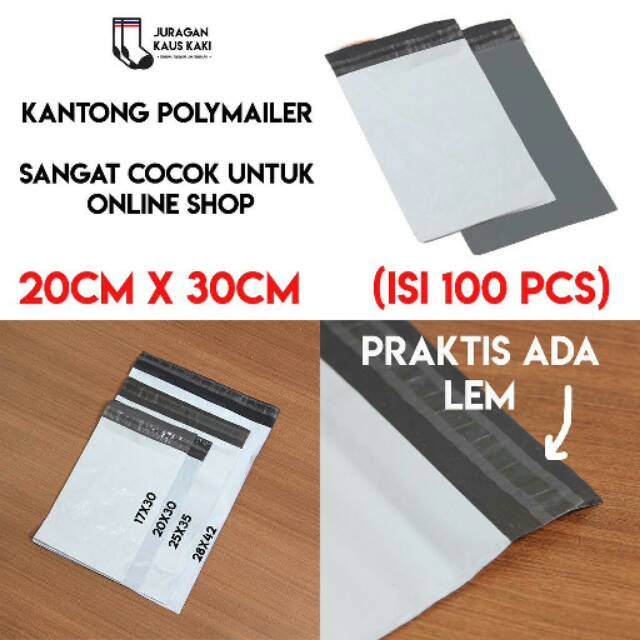 20 x 30cm Polymailer Polybag Kantong Amplop Plastik Packing (Isi 100)