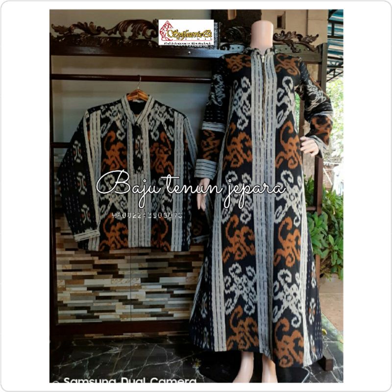 couple tenun jepara gamis tenun etnik bangsawan baju tenun jepara cp8