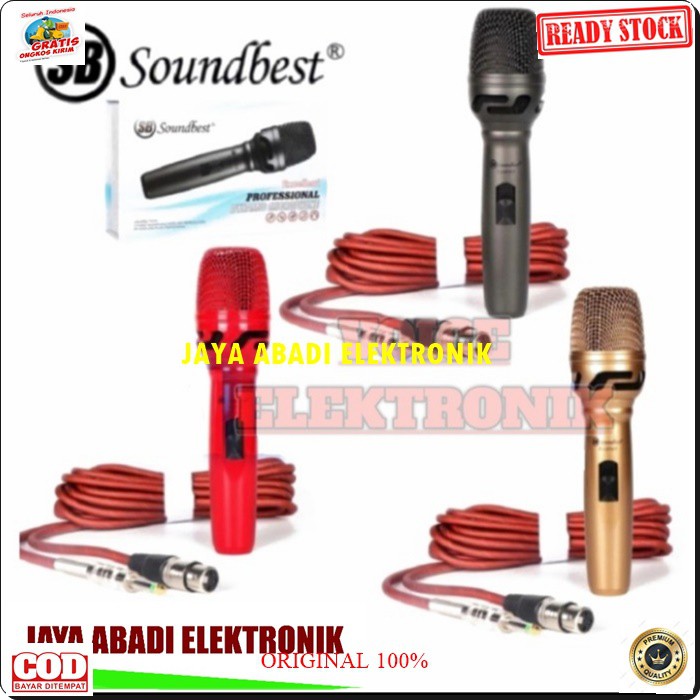 G527 MIC SOUNDBEST KABEL DYNAMIC LEGENDARY KARAOKE VOKAL MUSIK MIKROPHONE AUDIO SOUND SISTEM PENGERAS SUARA PRO PROFESIONAL MIKROPHONE LEGENDARIS WARNA EMAS DAN MERAH TERBUAT DARI BESI METAL TANPA BATERAI TINGGAL COLOK KE AUDIO LEBIH PRAKTIS