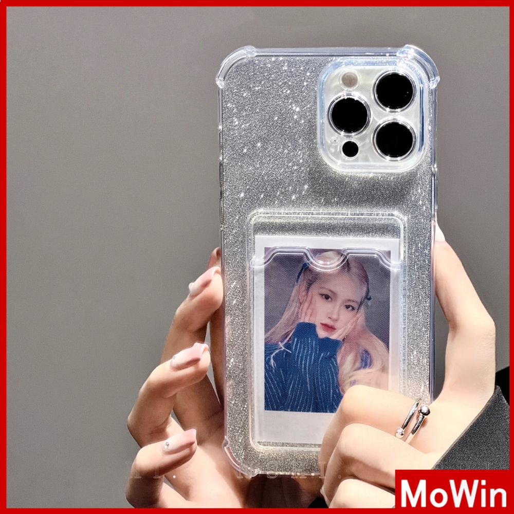 For iPhone 14 Pro Max iPhone Case Card Case Card Storage Laser Glitter Paper Airbag Shockproof Protection Camera Compatible with For iPhone 13 Pro max 12 pro max iPhone 11 XR 7plus