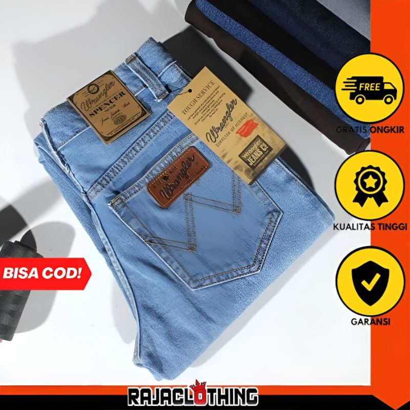 RCL - Celana Jeans Model Standar Regular Wrangl3r Pria - Biru Muda Bioblits (28-38)