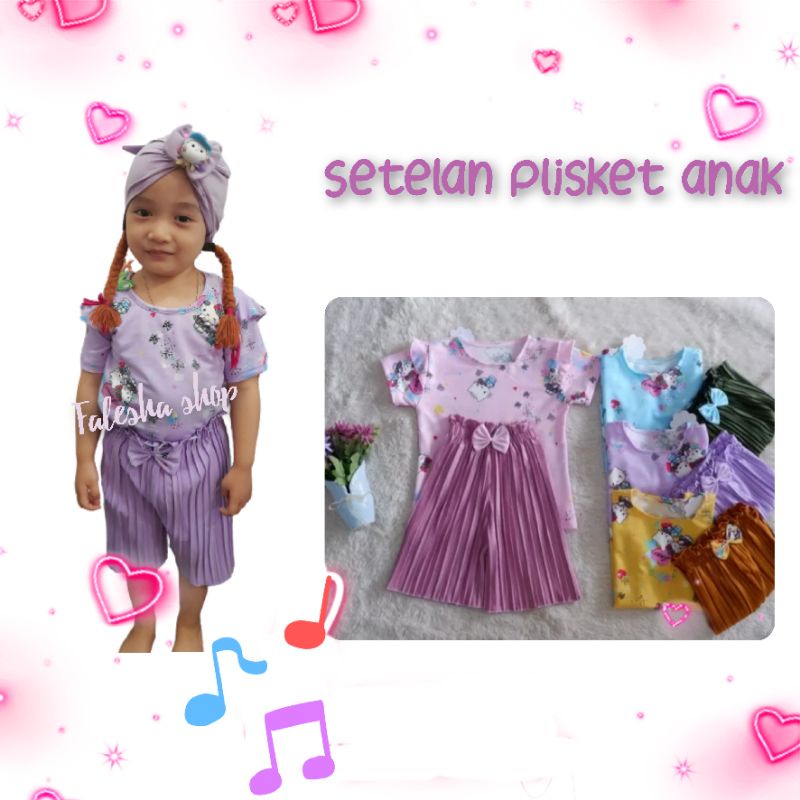 Setelan plisket anak,baju anak perempuan terlaris