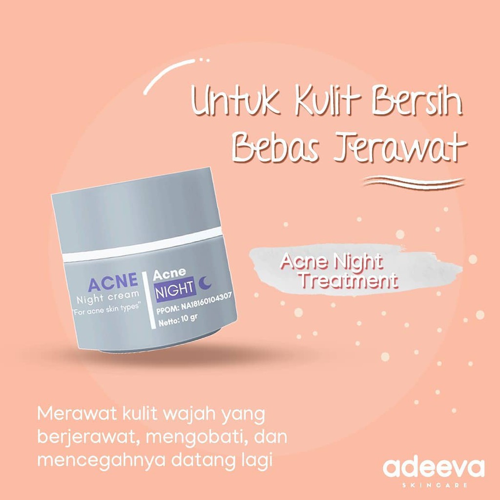 Acne Night Cream AdeevaSkincare / Cream Malam Jerawat Adeeva Skincare