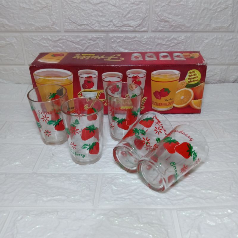 Jual Gelas Kaca Fruity 5pcs Shopee Indonesia 0023