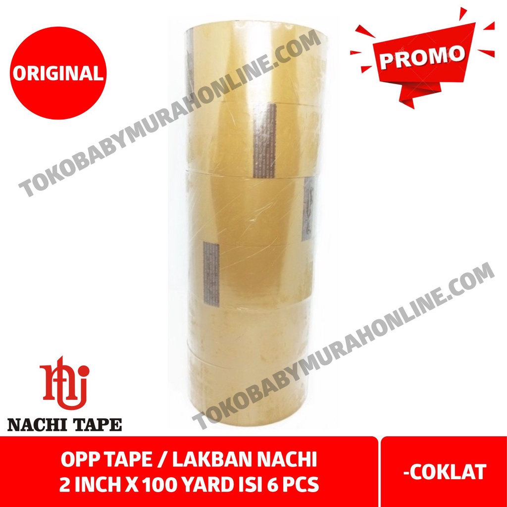 (SLOP ) Lakban Nachi Bening Isi 6 / Opp Nachi 2 inchi / Lakban Nachi Coklat 2 inch isi 6