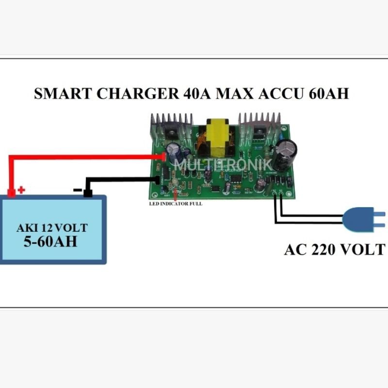 Smart Fast Charger Aki Otomatis Max 60A Untuk Cas aki Motor dan Mobil