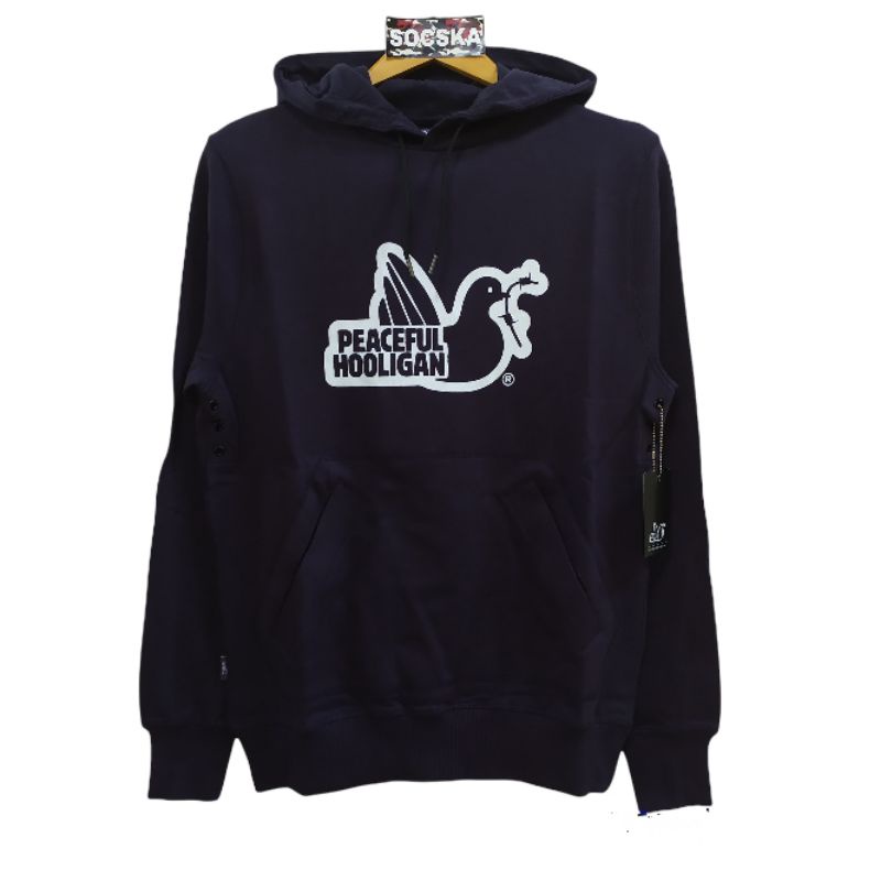 peaceful hooligan outline hoodie original navy grey