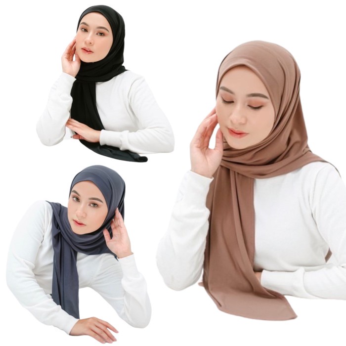 Hijab instan Malika Bergo Malay segitiga instan - Cream