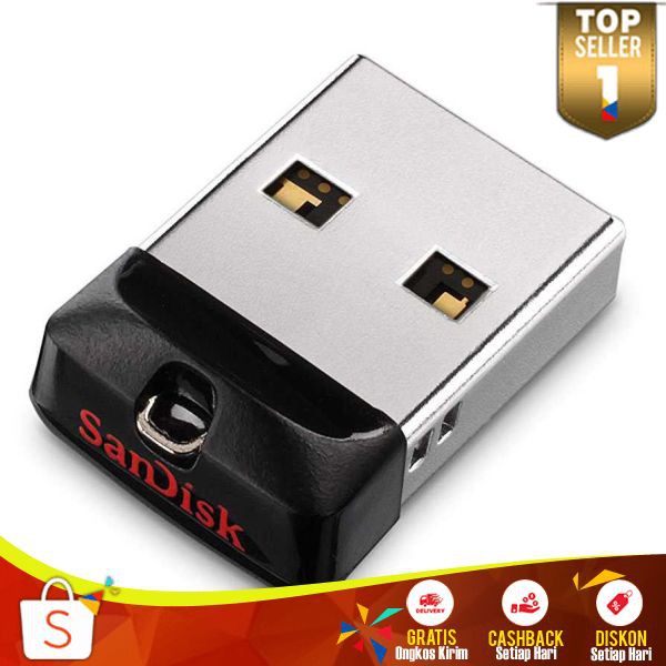 SanDisk Cruzer SC 02 Fit USB Flash Drive Desain Stylish Kapasitas Besar Ringan Transfer Data Cepat