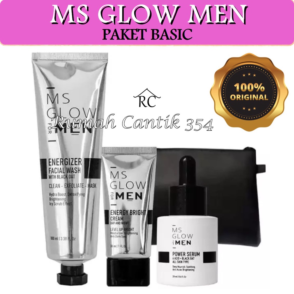 MS Glow For Men Paket Wajah Basic Rumah Cantik Paket Perawatan Mecerahkan Kulit Wajah