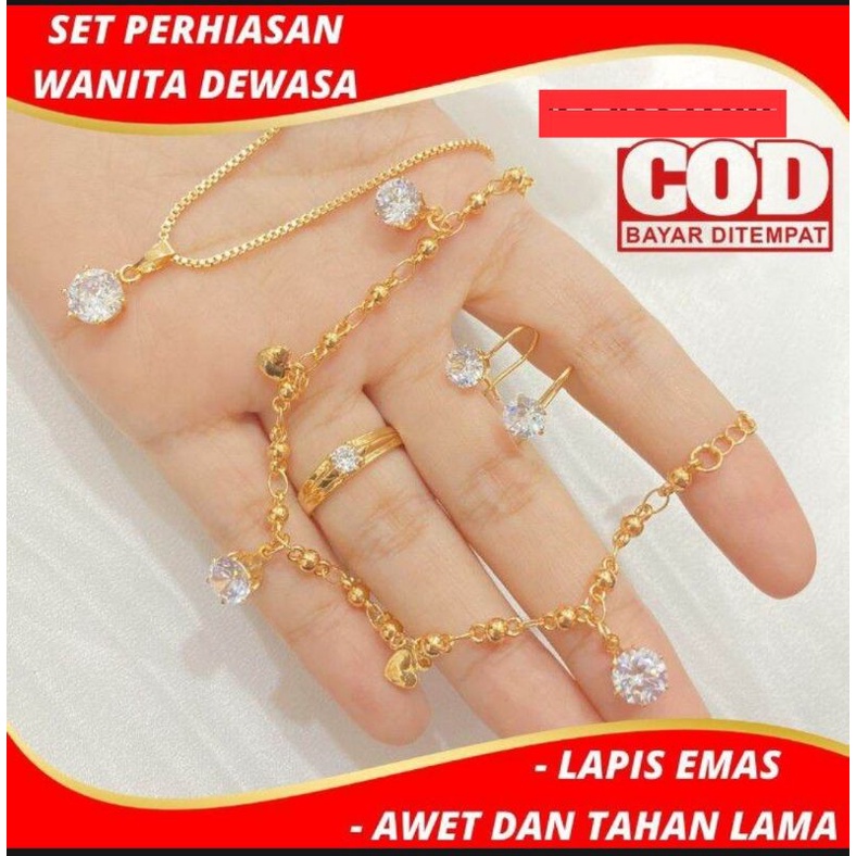 Set Perhiasan Full Permata Satu Gold Anti Karat 24K Xuping Wanita Dewasa Terbaru