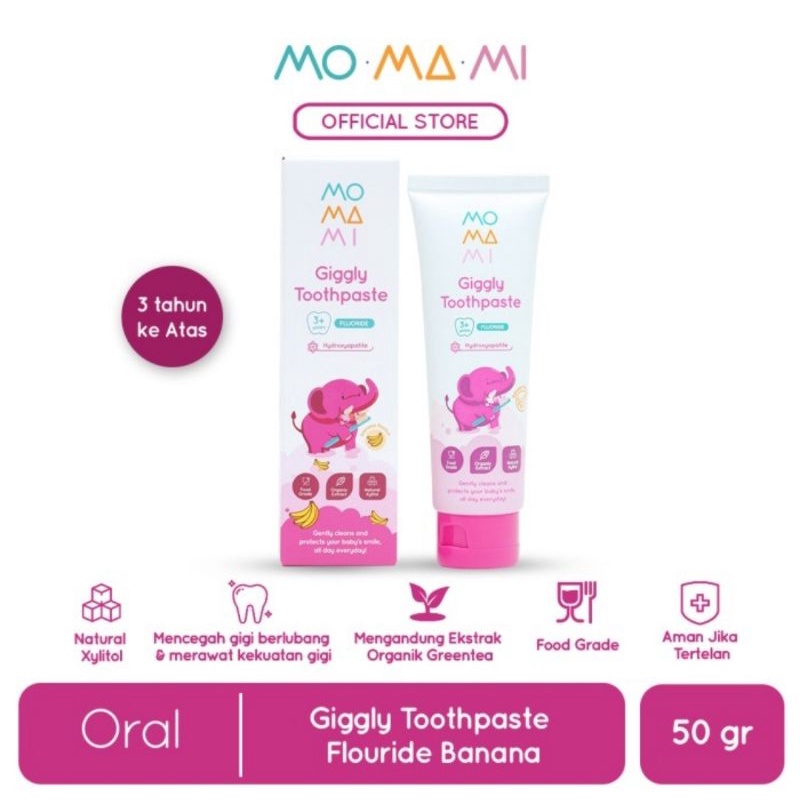 Momami Gigly Toothpaste Fluoride 50 Gr - Pasta Gigi Anak Usia 3+ Tahun