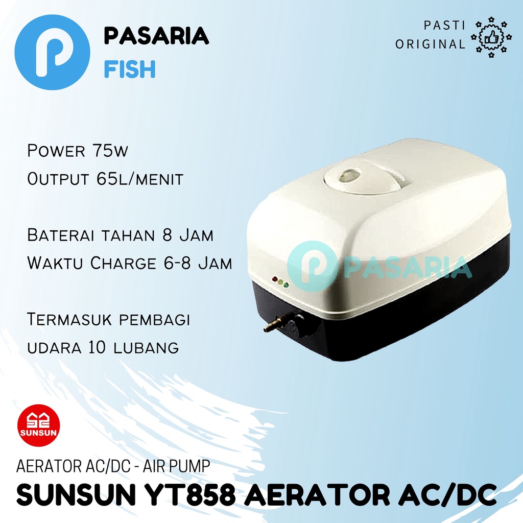 SUNSUN Aerator/Airator AC/DC YT858/Air Pump YT 858 POMPA Udara Kolam Ikan