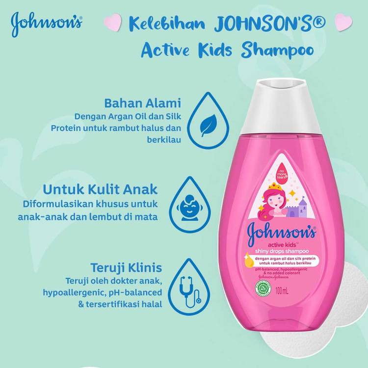 JOHNSON'S Active Kids Shiny Drops Shampoo - Shampo Anak-anak