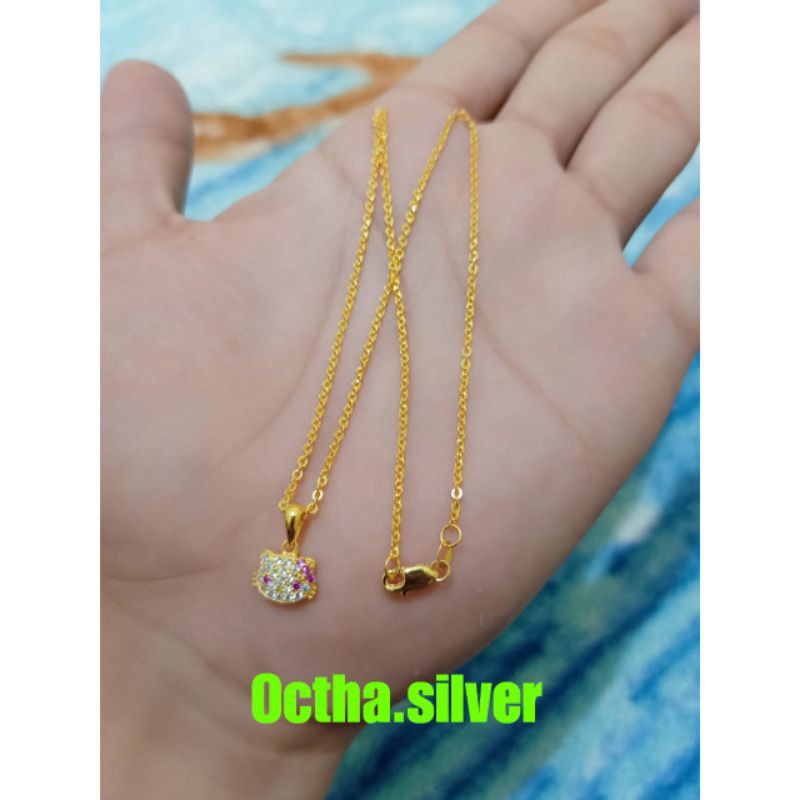 KALUNG ANAK DAN LIONTIN PERAK 925 LAPIS MAS 24 K