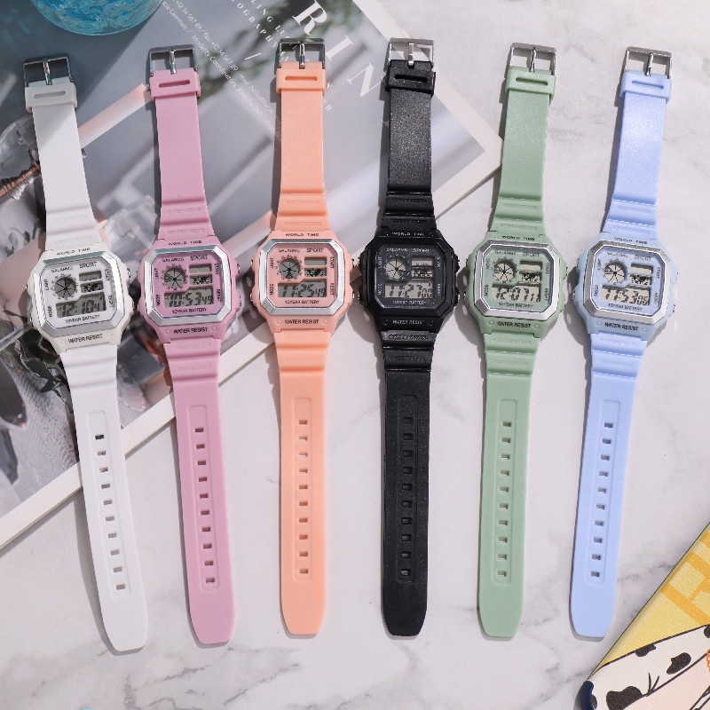 Jam Tangan Wanita A0134LED Electronic Silicone Multifunction Watch