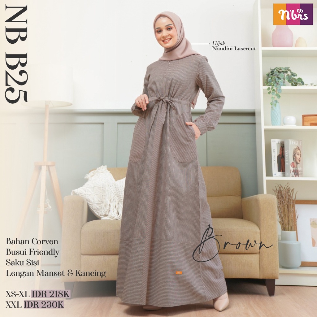 Nibras Gamis NB B25 Bahan Corven Dress Wanita Muslimah Jubah Syari