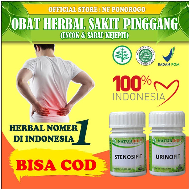 Obat Herbal Sakit Pinggang Belakang Saraf Kejepit Syaraf Sarap Kejepit Encok Pegal Linu  Pinggang Pinggul Dan Bokong Sebelah Kanan Kiri Kaki  Herbal Terbukti Paling Ampuh Tanpa Efek Samping Bpom Mui Naturindo Ori Original-SARAF KEJEPIT