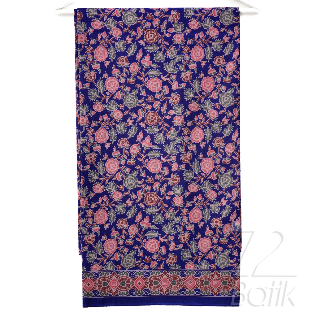 KAIN BATIK PREMIUM Bahan Katun Motif Kembang Warna Biru Merah Muda Hitam 724620 Cap 72 Jarik Jarit Samping Kebat Panjang Batik Katun Modern Premium Bahan Seragam Batik Pernikahan Kantor Keluarga Murah Kamen Jadi Batik Bali Lembaran