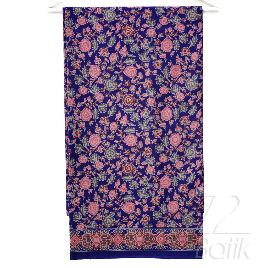 KAIN BATIK PREMIUM Bahan Katun Motif Kembang Warna Biru Merah Muda Hitam 724620 Cap 72 Jarik Jarit Samping Kebat Panjang Batik Katun Modern Premium Bahan Seragam Batik Pernikahan Kantor Keluarga Murah Kamen Jadi Batik Bali Lembaran