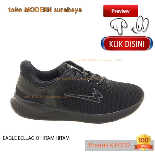 EAGLE BELLAGIO HITAM HITAM sepatu pria sepatu casual sneakers tali ringan