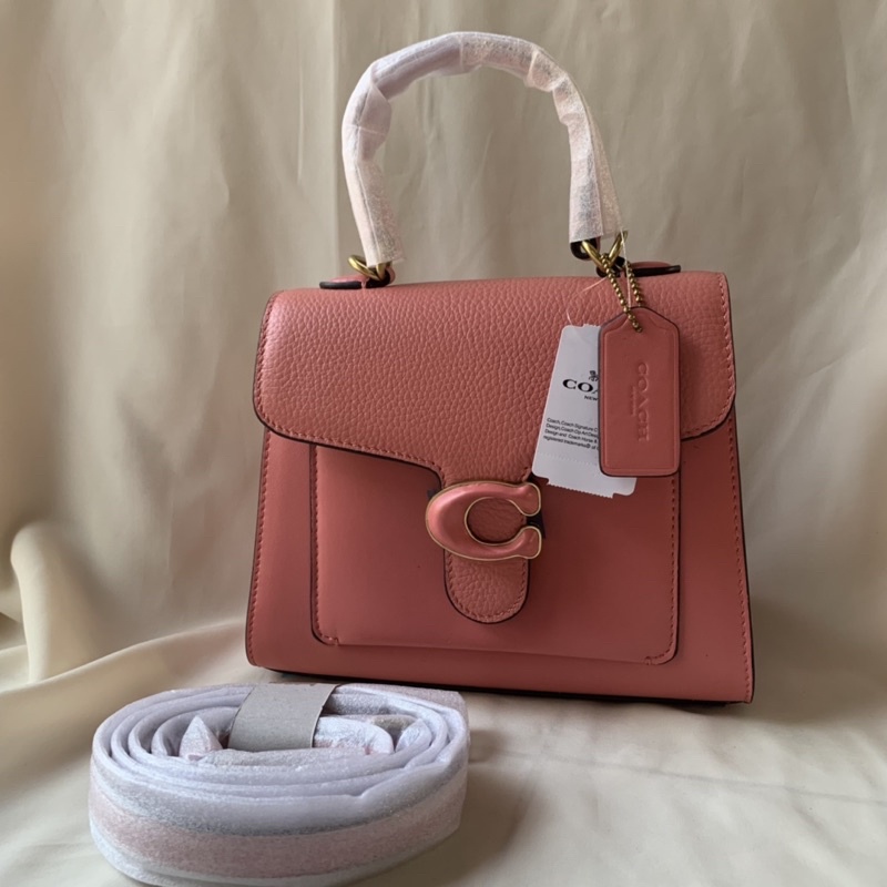 Coach Tabby Top Handle 20 Bag In Peble Leather (0773) - PINK