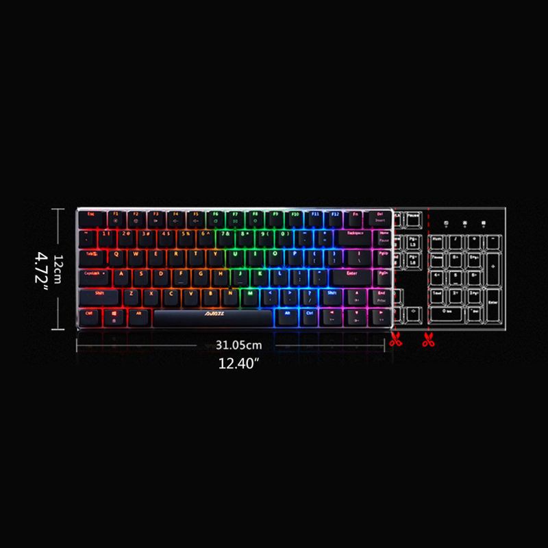 Cre Ajazz Ak33 Keyboard Gaming Mekanik 82 Tombol Bahasa Rusia / Inggris Dengan Backlight Rgb