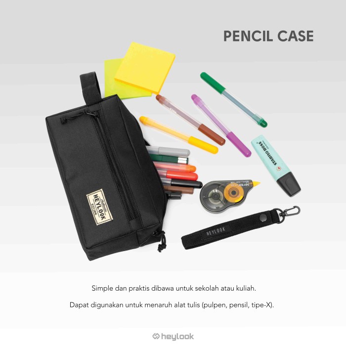 

Tempat Pensil Karakter Pria Wanita Pencilcase Tempat Alat Tulis Kantor - Hitam