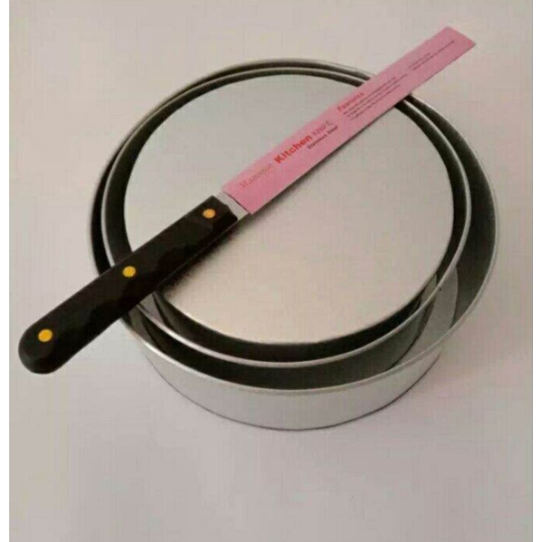 loyang bulat 3 pcs free pisaj roti loyang bulat loyang bolu loyang kue ukuran 18,20,22cm