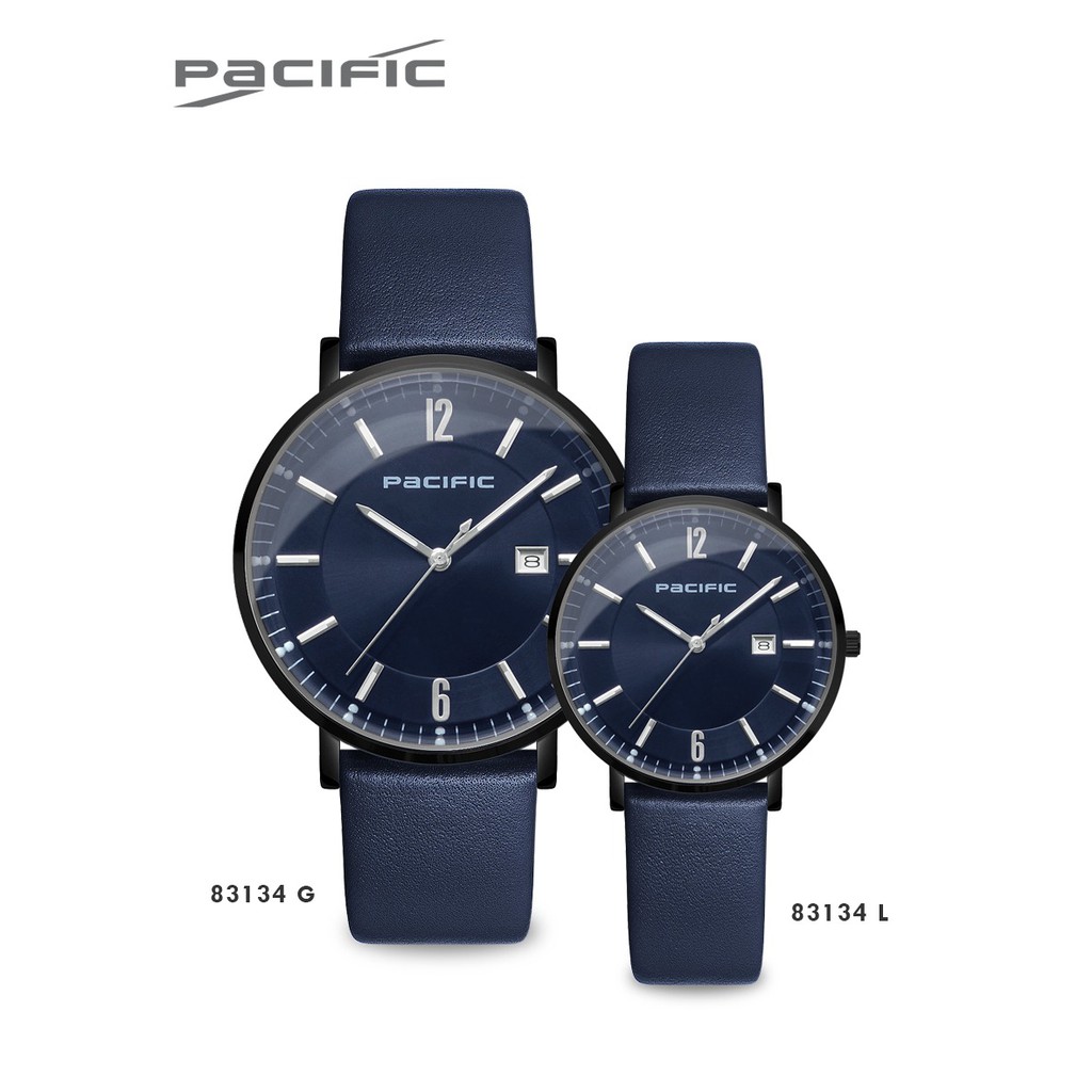 ( COD ) Jam Tangan Couple / Pasangan Pacific Original 360998 TN Strap Kulit Free Baterai & Box