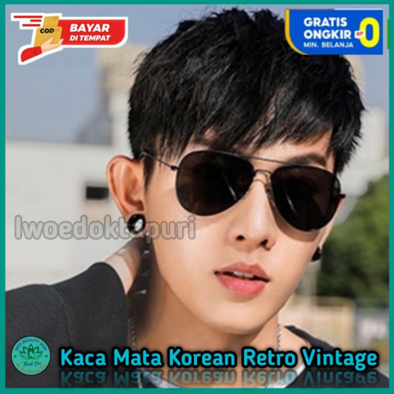 Kacamata K106 Kaca Mata Wanita dan Pria Hitam Terlaris Fashion Terbaru Retro Vintage Metal Sunglasse