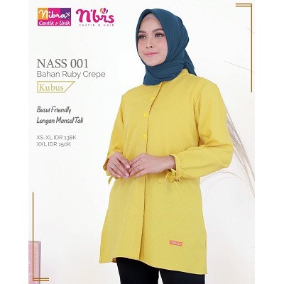 NIBRAS NASS 01 BAHAN RUBY CREPE ATASAN WANITA POLOS BLOUSE MUSLIMAH MODERN TRENDY FASHIONABLE