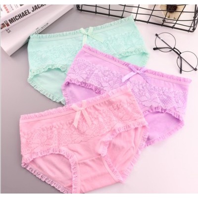 Ⓜ️𝟱𝟭𝟭Ⓜ️Celana Dalam Wanita Renda Pita Fashion Korea Mid Waist Briefs Candy Lace Panties