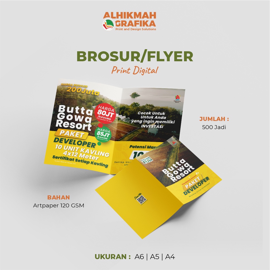 

Brosur, Flyer, Leaflet Bahan Art Paper 120GSM uk. A6, A5, A4 Harga/Rim. Brosur Murah Makassar