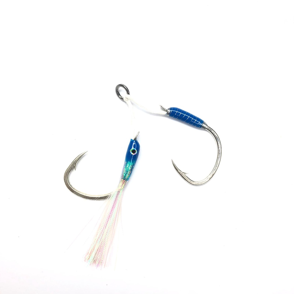 Assist Hook Double Slow Jigging Glow In The Dark Blue Series 1/0 2/0 3/0
