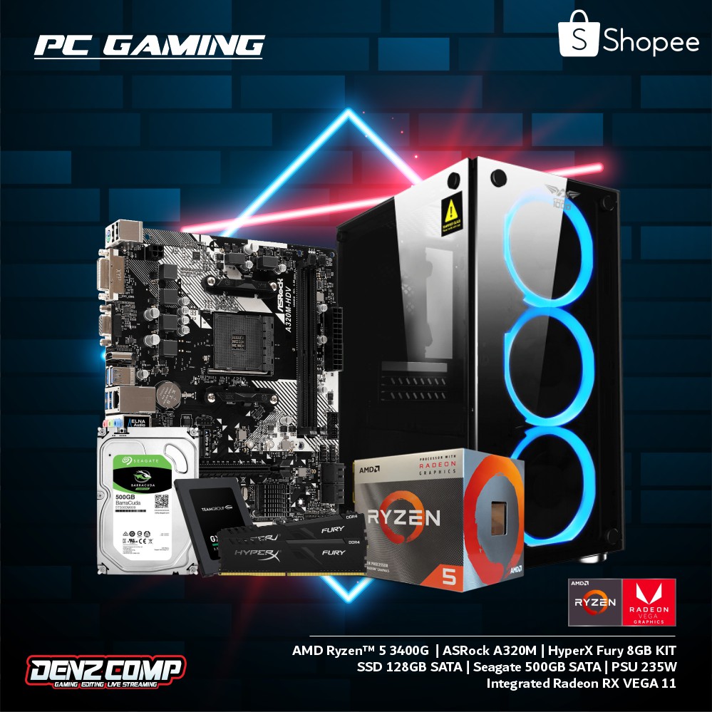 PC GAMING - AMD RYZEN 5 3400G/8GB/128GB/500GB