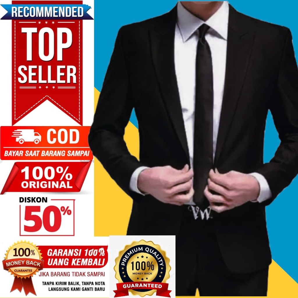 Almamater jas santri / jas kantor hitam / jas formal santai  / blazer pria / almamater wisuda