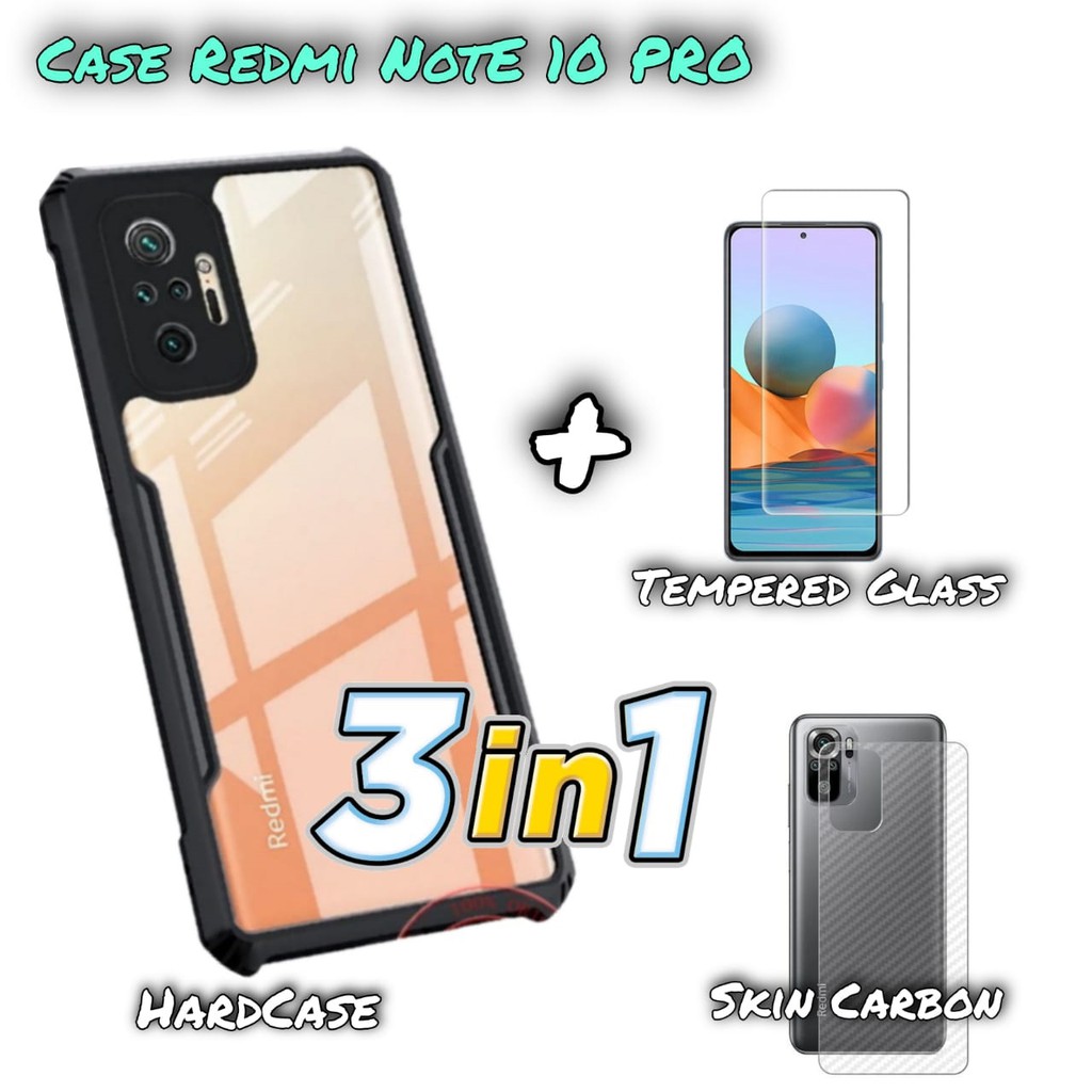 Case REDMI NOTE 10s / NOTE 10 / REDMI NOTE 10 PRO Hard Case Dan Tempered Glass Warna FREE Garskin