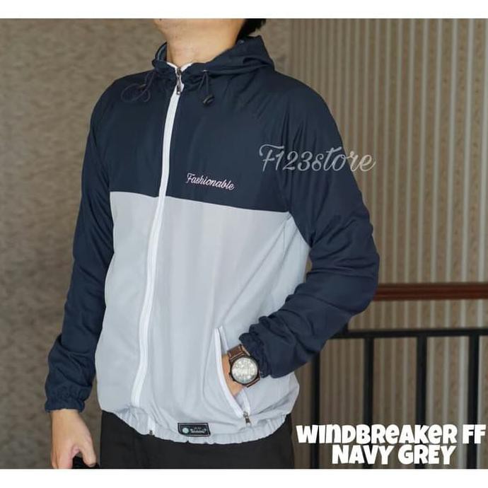 TERUPDATE WINDBREAKER JACKET ORIGINAL / JAKET PARASUT - WB FF NAVY GREY, XL TERJAMIN